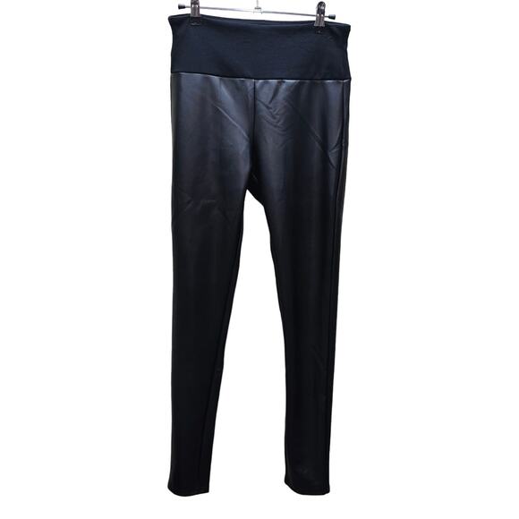Assets by Spanx Women's All Over Faux Leather Leggings Comfort Black Size Medium - Picture 1 of 5